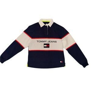 Tommy Hilfiger Women’s Vintage Oversized Polo Shirt, Navy White, M